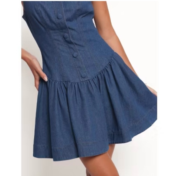 NEW Mable Petal & Pup Denim “Tiziana” denim Mimi dress SZ MED MSRP $119 Flirty - Picture 4 of 8